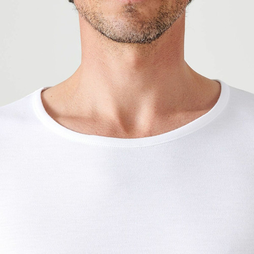 Tee-shirt manches longues col rond en mailles blanc Damart