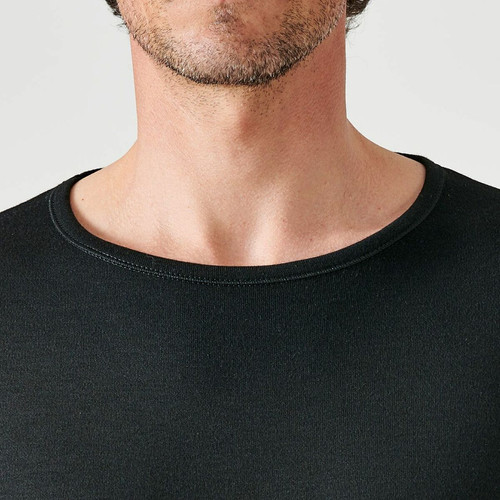 Tee-shirt manches longues col rond en maille noir Damart