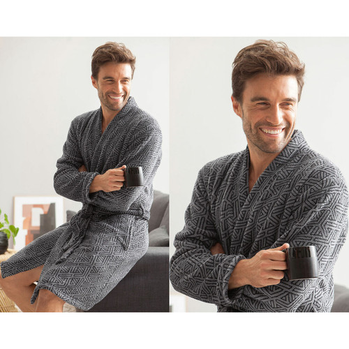 Becquet - Peignoir d'intérieur homme graphique-gris anthracite - Pyjama coton homme