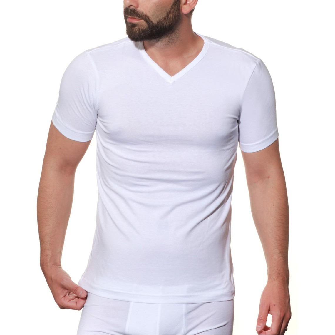 T-shirt à manches courtes blanc en coton pour homme