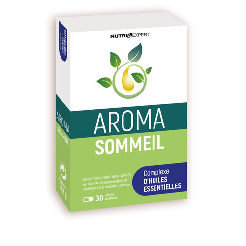 Nutri-expert - Aroma Sommeil - Complexe D'huiles Essentielles - 30 gélules végétales - Produit sommeil vitalite energie