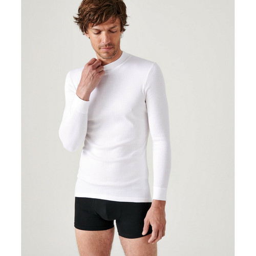 Damart - Tee Shirt Manches Longues Col Montant Blanc - T shirt blanc homme