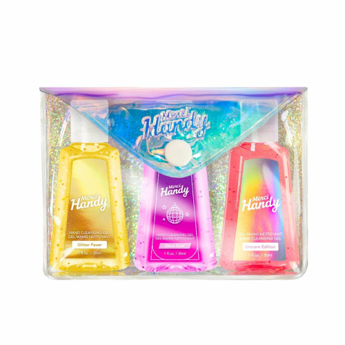 Coffret Glitter 3 Flacons De Gel Nettoyant Pour Les Mains Merci Handy