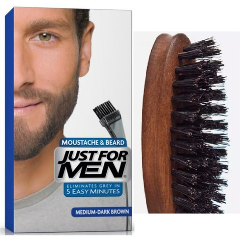 Just For Men - Pack Coloration Barbe & Brosse - Châtain Moyen Foncé - Entretien de la barbe HOMME Just For Men