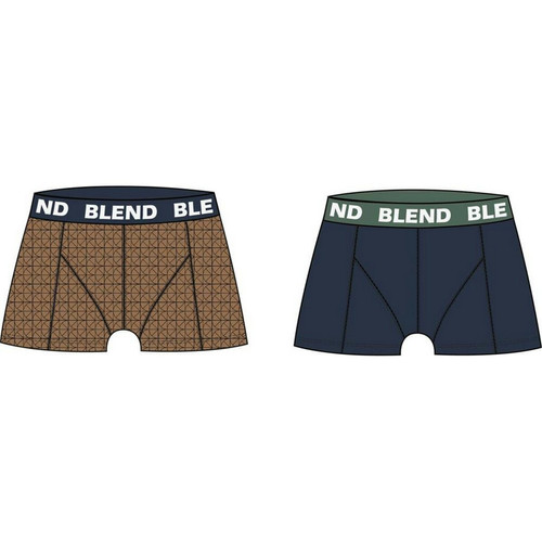 Blend - Boxer marron/bleu Homme - Boxer homme coton