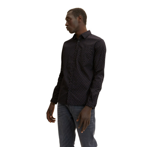 Chemise noire à motif en coton