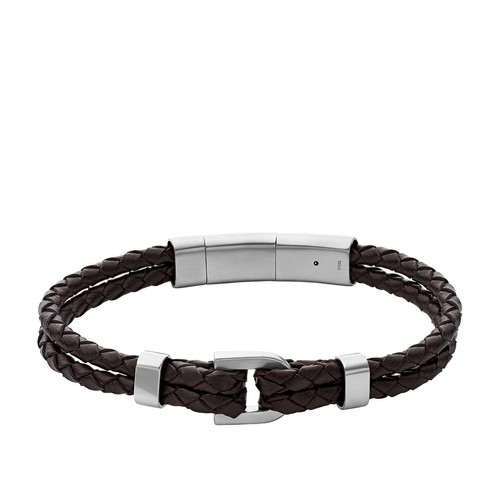 Fossil Bijoux - Bracelet Homme JF04203040 en cuir marron - Bracelet acier homme