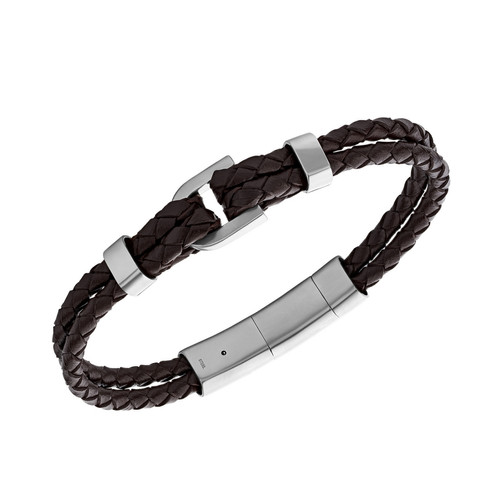 Bracelet Homme JF04203040 en cuir marron Fossil Bijoux