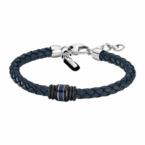 Bracelet Urban Man LS1814-2-1 - Bracelet Cuir Bleu Tressé Homme