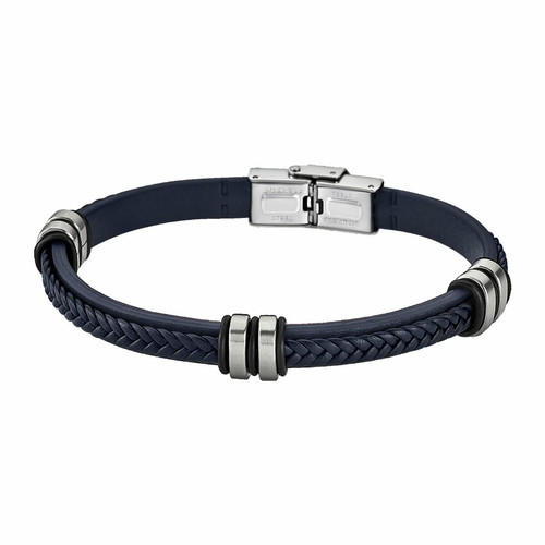 Bracelet Urban Man LS1829-2-5 - Bracelet Cuir Bleu Acier Homme