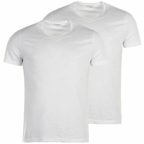 Emporio Armani Underwear - PACK DE 2 T-SHIRTS COL V - Pur Coton Blanc - Cadeau homme