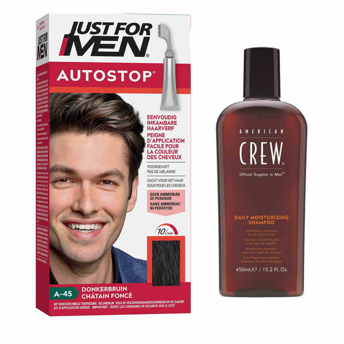 Pack Autostop & Shampoing Châtain Foncé - Coloration Cheveux Homme