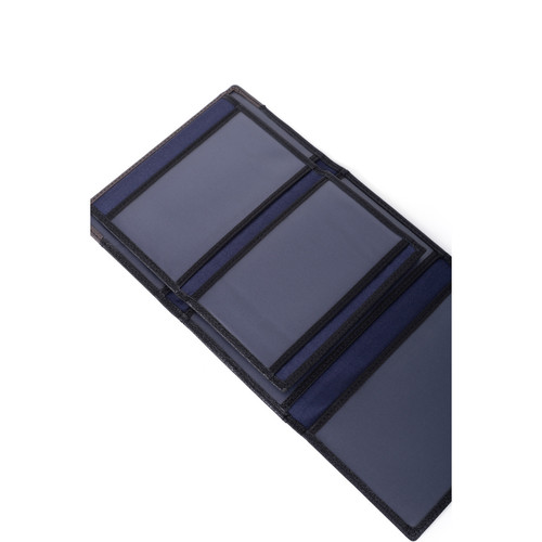 Porte-papiers - 3 volets - Stop RFID - Cuir de vachette - Noir/Taupe - Duo