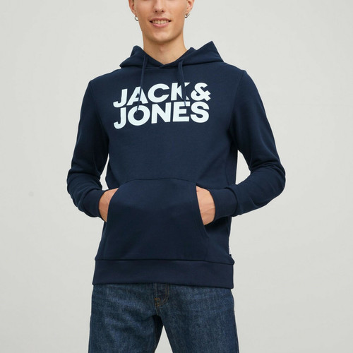 Jack & Jones - Sweat à capuche Standard Fit Manches longues Bleu Marine Tony - Pull gilet sweatshirt homme