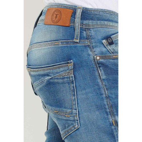 Jeans ajusté stretch 700/11, longueur 33 bleu en coton Noel