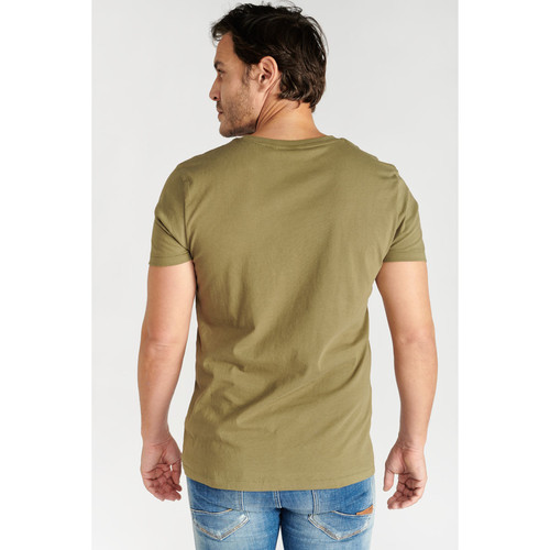 T-shirt Brown kaki vert en coton