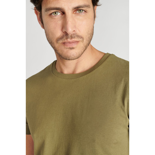 T-shirt Brown kaki vert en coton