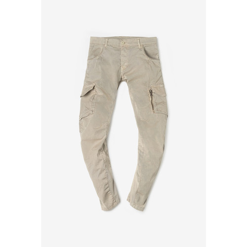 Pantalon Cargo Alban beige blanc en coton