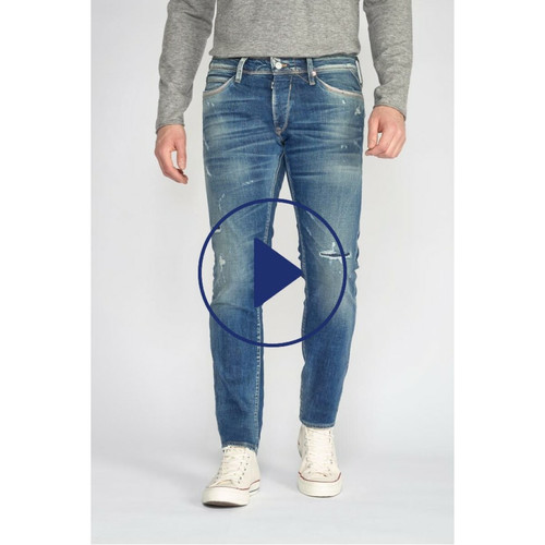 Jeans ajusté stretch 700/11, longueur 34 bleu en coton Leon