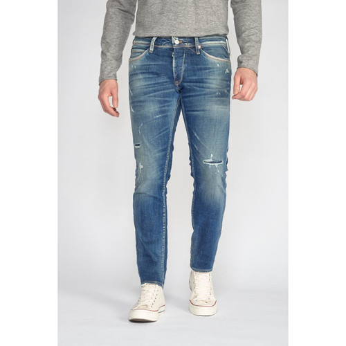 Jeans ajusté stretch 700/11, longueur 34 bleu en coton Leon