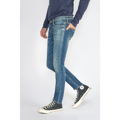 Jeans ajusté stretch 700/11, longueur 33 bleu en coton Dylan