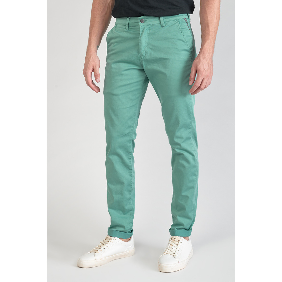 pantalon chino slim jas vert d'eau en coton