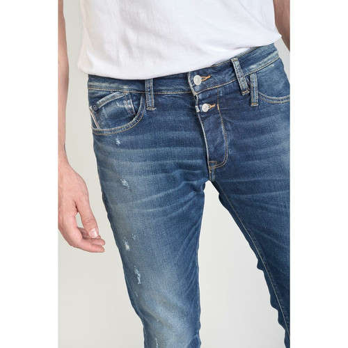 Jeans ajusté stretch 700/11, longueur 34 bleu en coton Walt Le Temps des Cerises