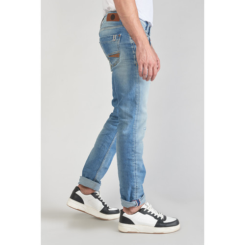 Jeans ajusté stretch 700/11, longueur 34 bleu en coton Leo