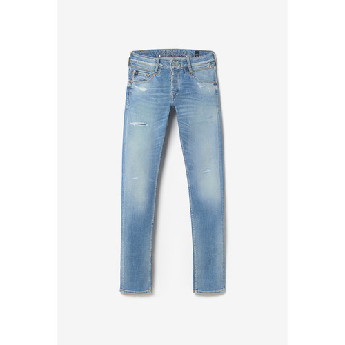 Jeans ajusté stretch 700/11, longueur 34 bleu en coton Leo