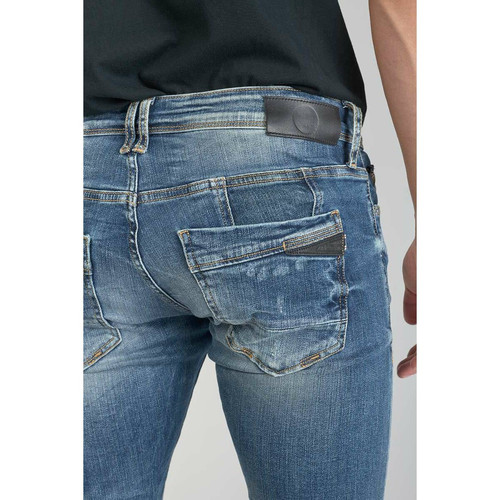 Jeans ajusté stretch 700/11, longueur 34 bleu en coton Thad Le Temps des Cerises