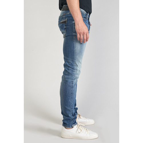 Jeans ajusté stretch 700/11, longueur 34 bleu en coton Thad Le Temps des Cerises