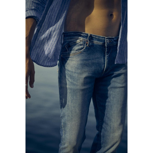 Le Temps des Cerises - Jeans regular, droit 800/12, longueur 34 bleu en coton Noah - Mode homme