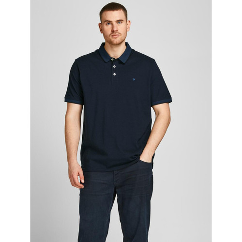 Jack & Jones - Polo Standard Fit Polo Manches courtes Bleu Marine en coton Luke - T shirt blanc homme