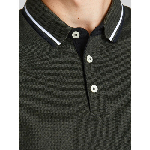 Jack & Jones - Polo Standard Fit Polo Manches courtes Vert foncé en coton Blaine - T shirt gris homme