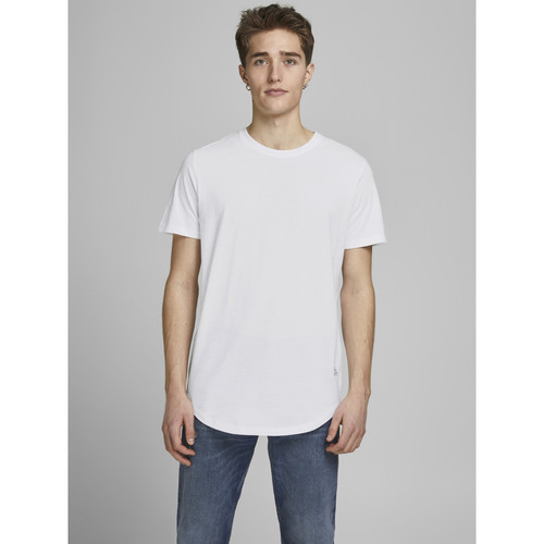 Jack & Jones - T-shirt Long Line Fit Col rond Manches courtes Blanc en coton Tate - Mode homme