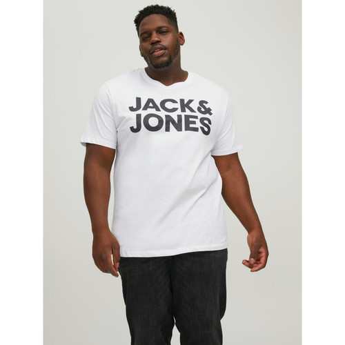 Jack & Jones - T-shirt Regular Fit Col rond Manches courtes Blanc en coton Yann - T shirt polo homme