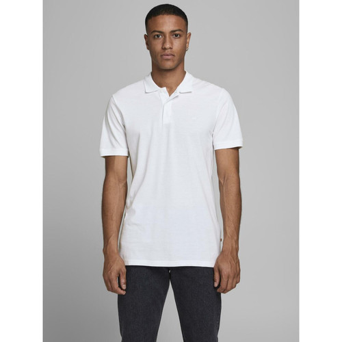 Jack & Jones - Polo Slim Fit Polo Manches courtes Blanc en coton Noel - Tee shirt homme coton