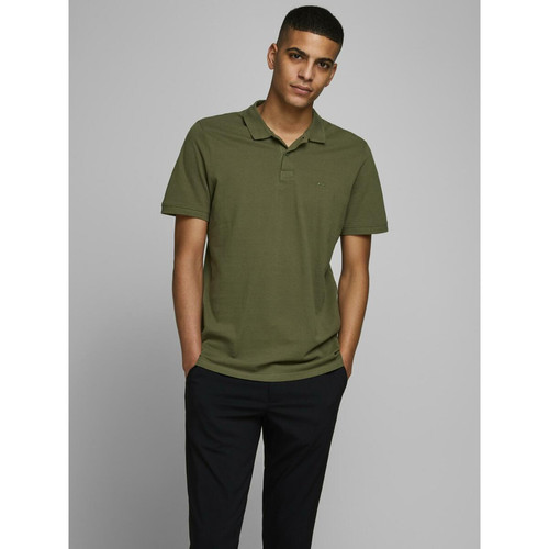 Jack & Jones - Polo Slim Fit Polo Manches courtes Vert foncé en coton Sam - Tee shirt homme coton