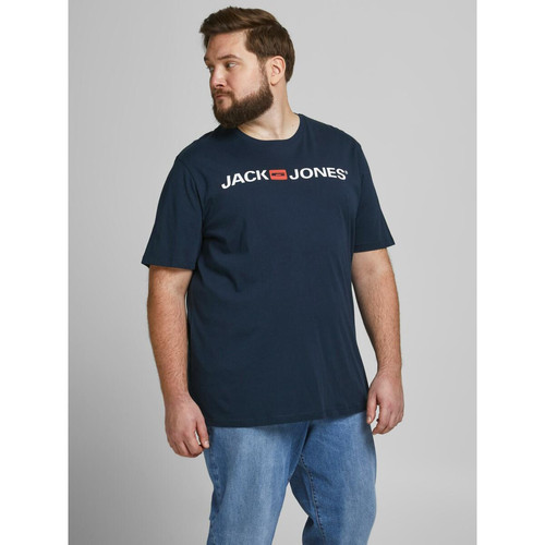 Jack & Jones - T-shirt Standard Fit Col rond Manches courtes Bleu Marine en coton Brett - Mode homme