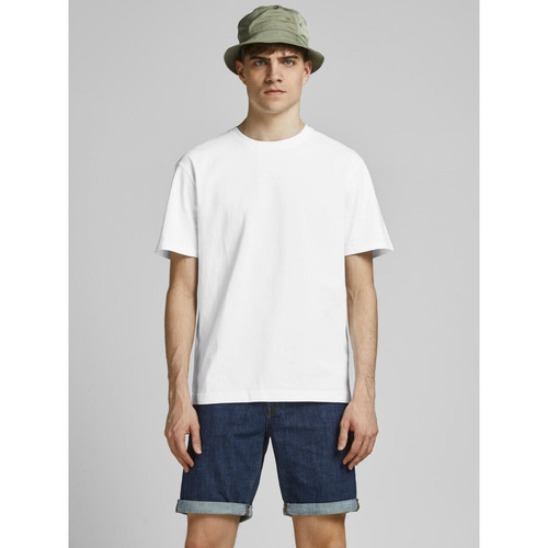 Jack & Jones - T-shirt Relaxed Fit Col rond Manches courtes Blanc en coton Karl - T shirt polo homme