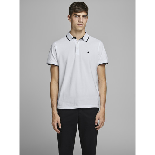Jack & Jones - Polo Slim Fit Polo Manches courtes Blanc en coton Jude - Tee shirt homme coton