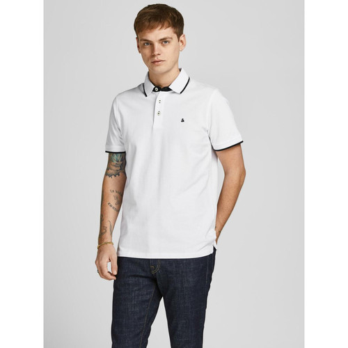 Jack & Jones - Polo Slim Fit Polo Manches courtes Bleu Marine en coton Ray - T shirt blanc homme