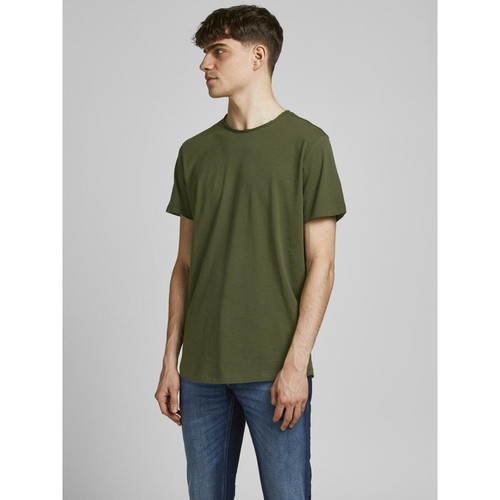 Jack & Jones - T-shirt Standard Fit Col rond Manches courtes Vert foncé en coton Arlo - Vetements homme