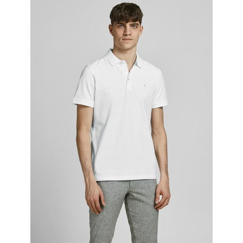 Jack & Jones - Polo Slim Fit Polo Manches courtes Blanc en coton Levi - Tee shirt homme