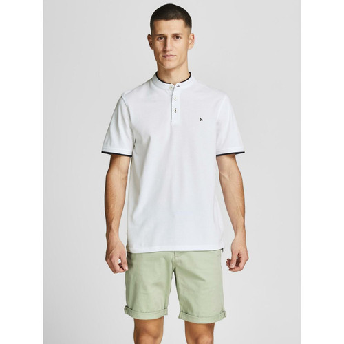 Jack & Jones - Polo Slim Fit Polo Manches courtes Blanc en coton Gage - Tee shirt homme coton