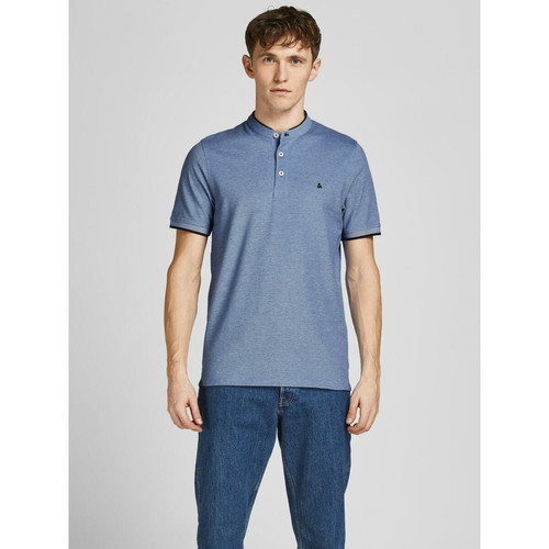 Jack & Jones - Polo Slim Fit Polo Manches courtes Bleu Marine en coton Blaine - T shirt gris homme