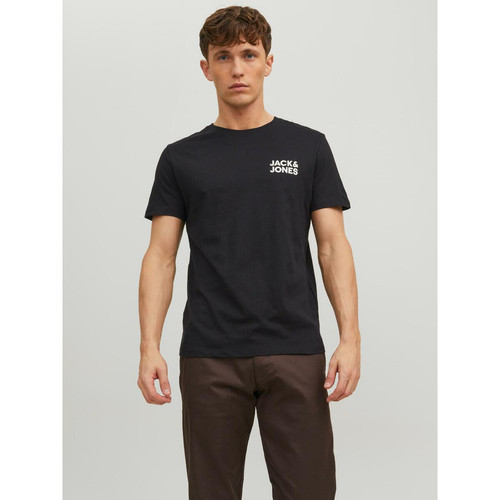 Jack & Jones - T-shirt Standard Fit Col rond Manches courtes Noir en coton Liam - Mode homme