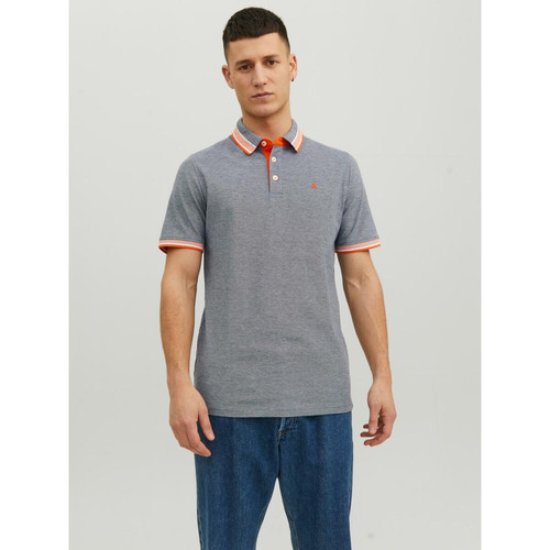 Jack & Jones - Polo Slim Fit Polo Manches courtes Bleu Marine en coton Sean - T shirt gris homme