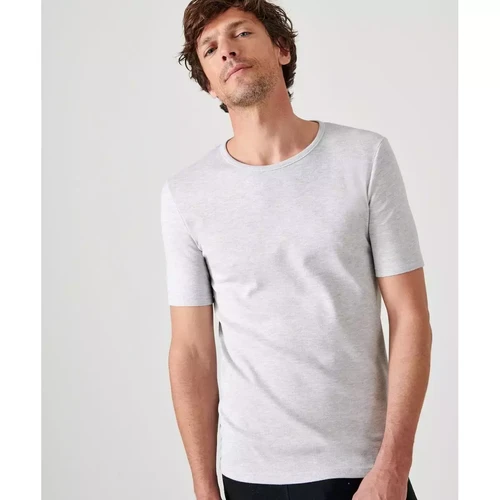 Damart - Tee-shirt manches courtes en mailles gris - T shirt gris homme