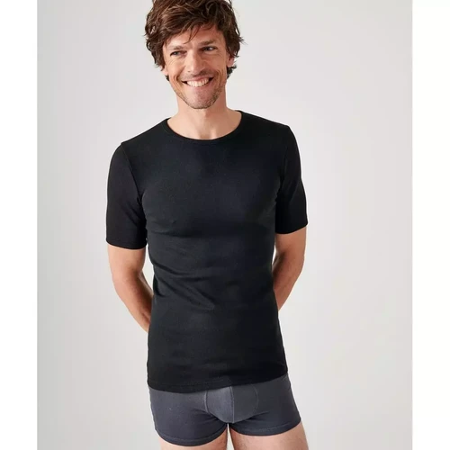 Damart - Tee-shirt manches courtes en mailles noir - Mode homme